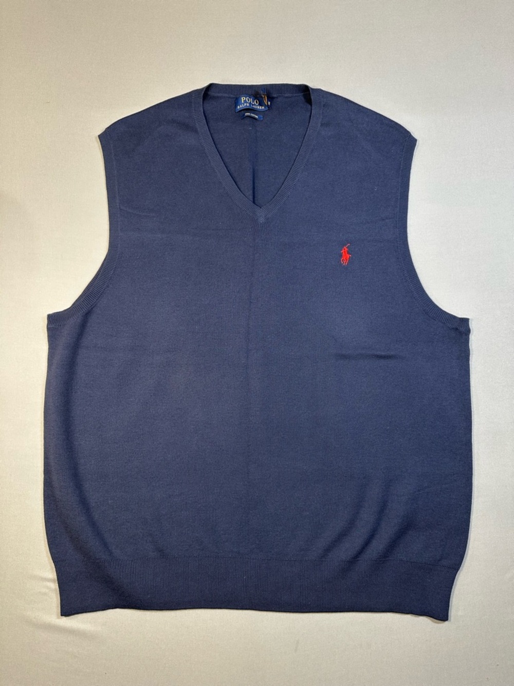 Polo Ralph Lauren V-Neck Sweater Vest, 100% Pima Cotton, Navy - Mens XXL